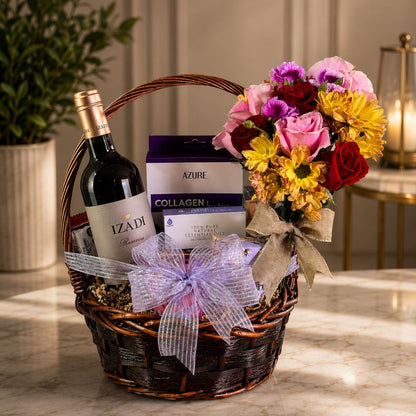 Serenity Lavender Deluxe – Canasta de Vino y Aromaterapia con Lavanda