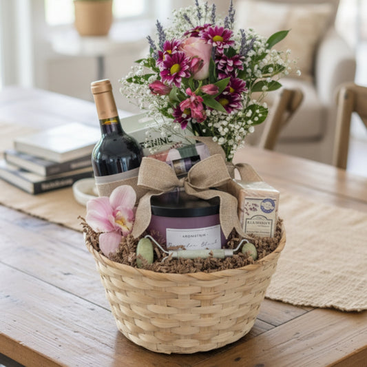 Serenity Lavender Deluxe - Wine & Aromatherapy Gift Basket