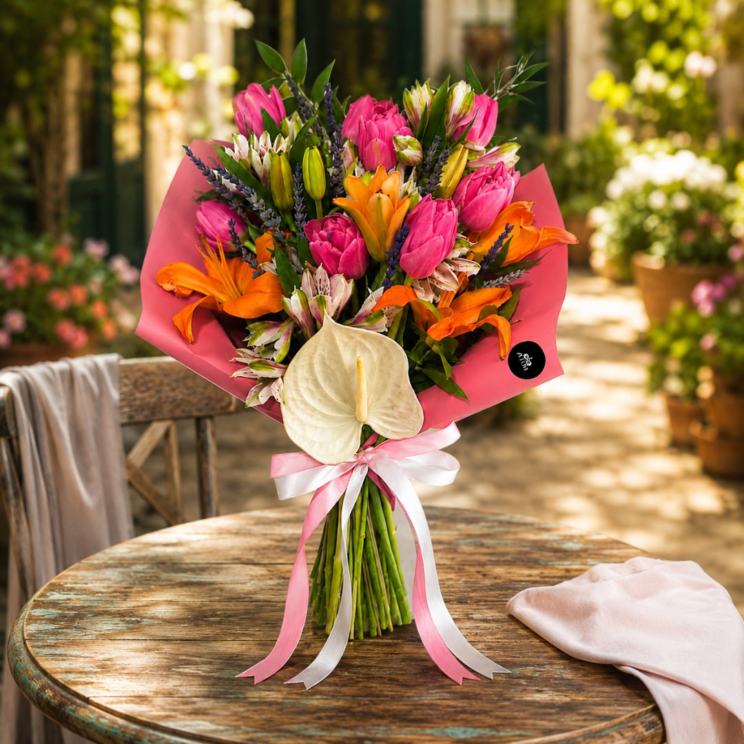 bouquet floral artistico tulipanes lirios puerto rico elegante