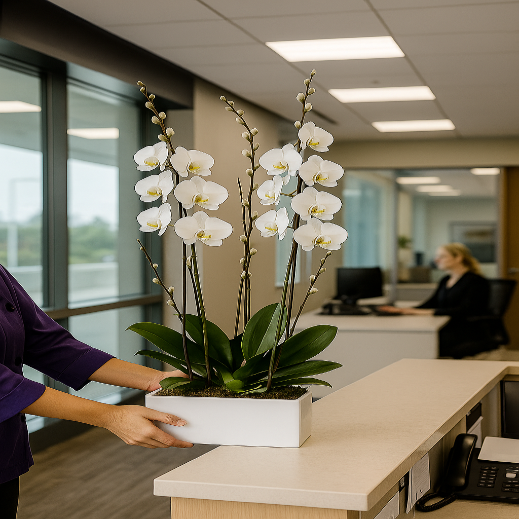 Sophisticated Presence - Double White Phalaenopsis Orchid