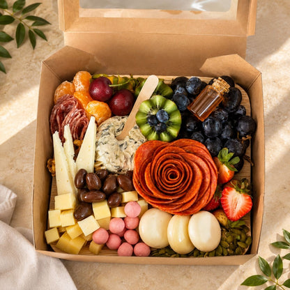 Square Shared Delight – Bandeja Cuadrada de Charcutería con Frutas y Quesos