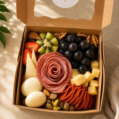 Square Shared Delight – Bandeja Cuadrada de Charcutería con Frutas y Quesos
