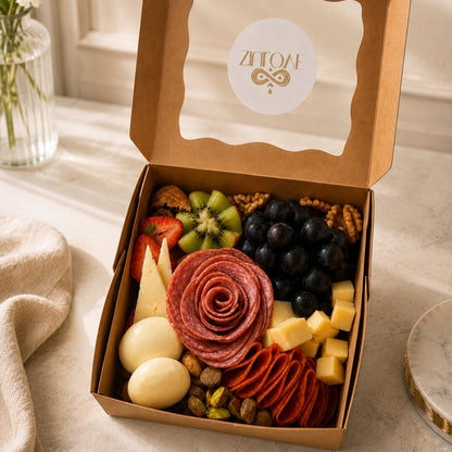 Square Shared Delight – Bandeja Cuadrada de Charcutería con Frutas y Quesos