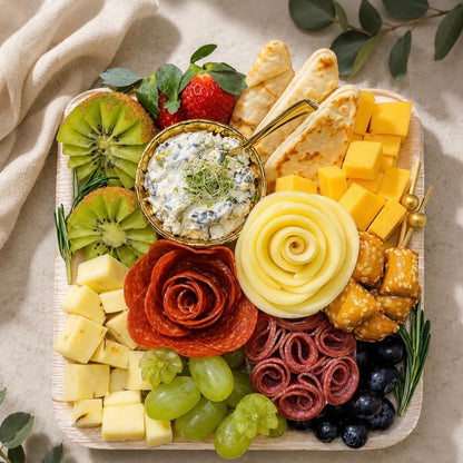 Square Shared Delight – Bandeja Cuadrada de Charcutería con Frutas y Quesos