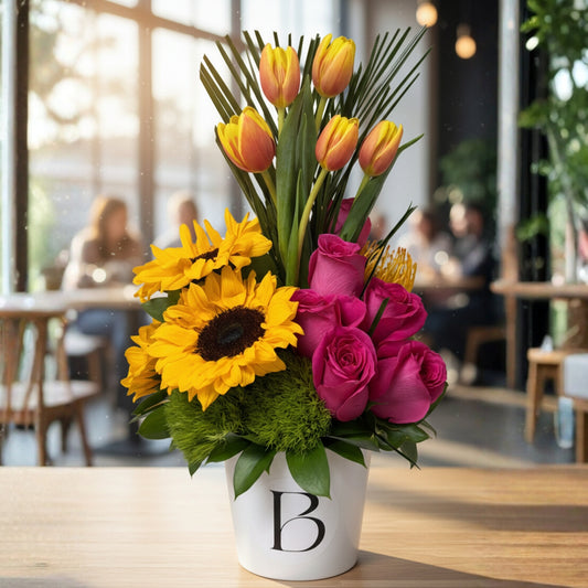 Toque Sublime 3 – Tulipanes y Girasoles con Rosas Fucsias