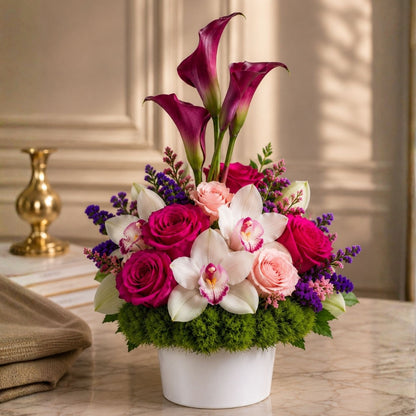Sublime Touch IV – Orchids & Roses in Elegant Fuchsia