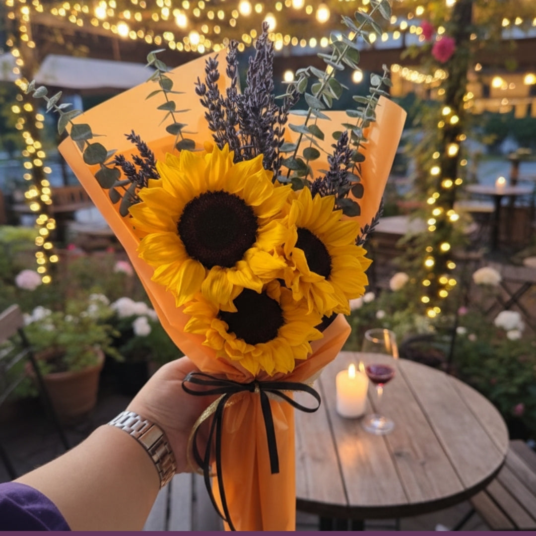 sunflower lavender bouquet puerto rico elegant