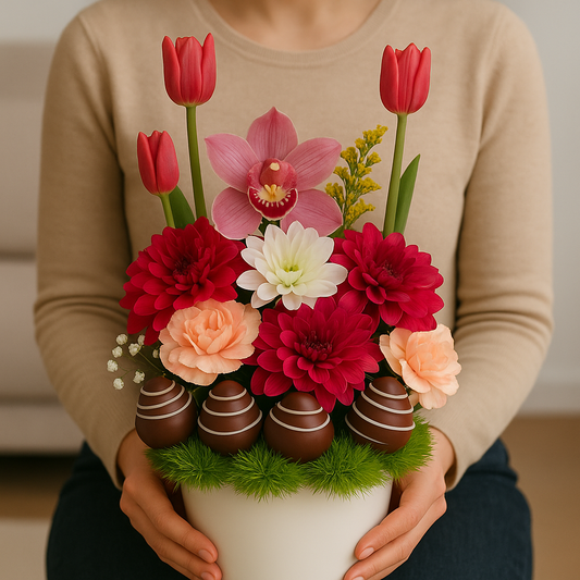 Sweet Charm - Sweet Charm – Arreglo floral con bombones de fresa