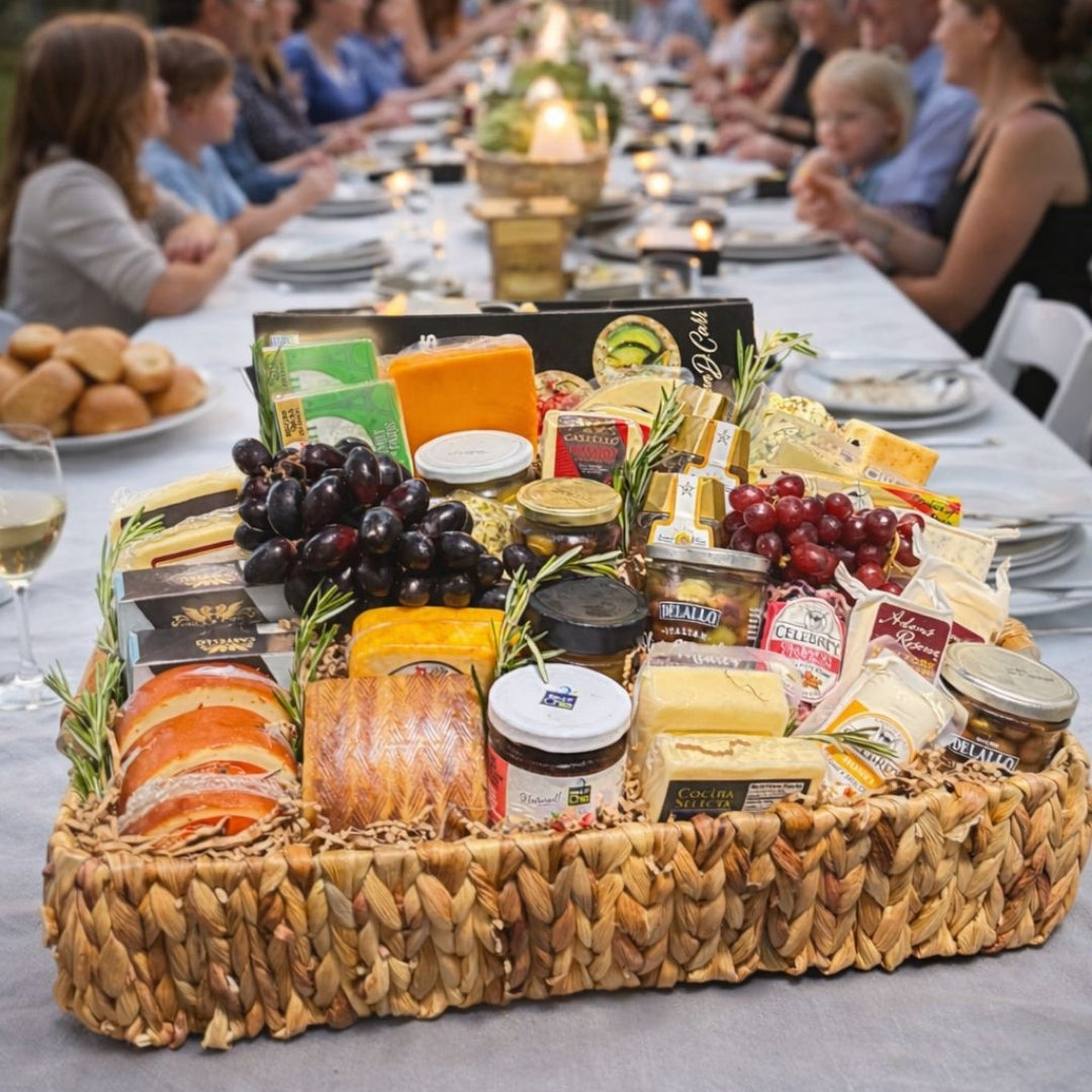 gran canasta gourmet con variedad de quesos aceitunas jaleas zulove puerto rico