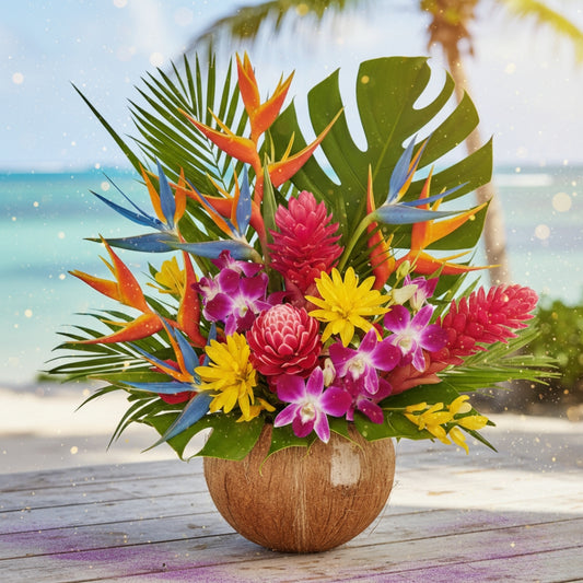 Tropical Spirit – Arreglo Tropical con Base de Coco