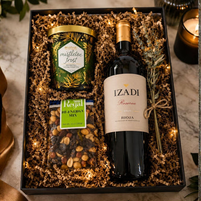 Velvet Calm – Wine, Nuts & Candle Gift Box