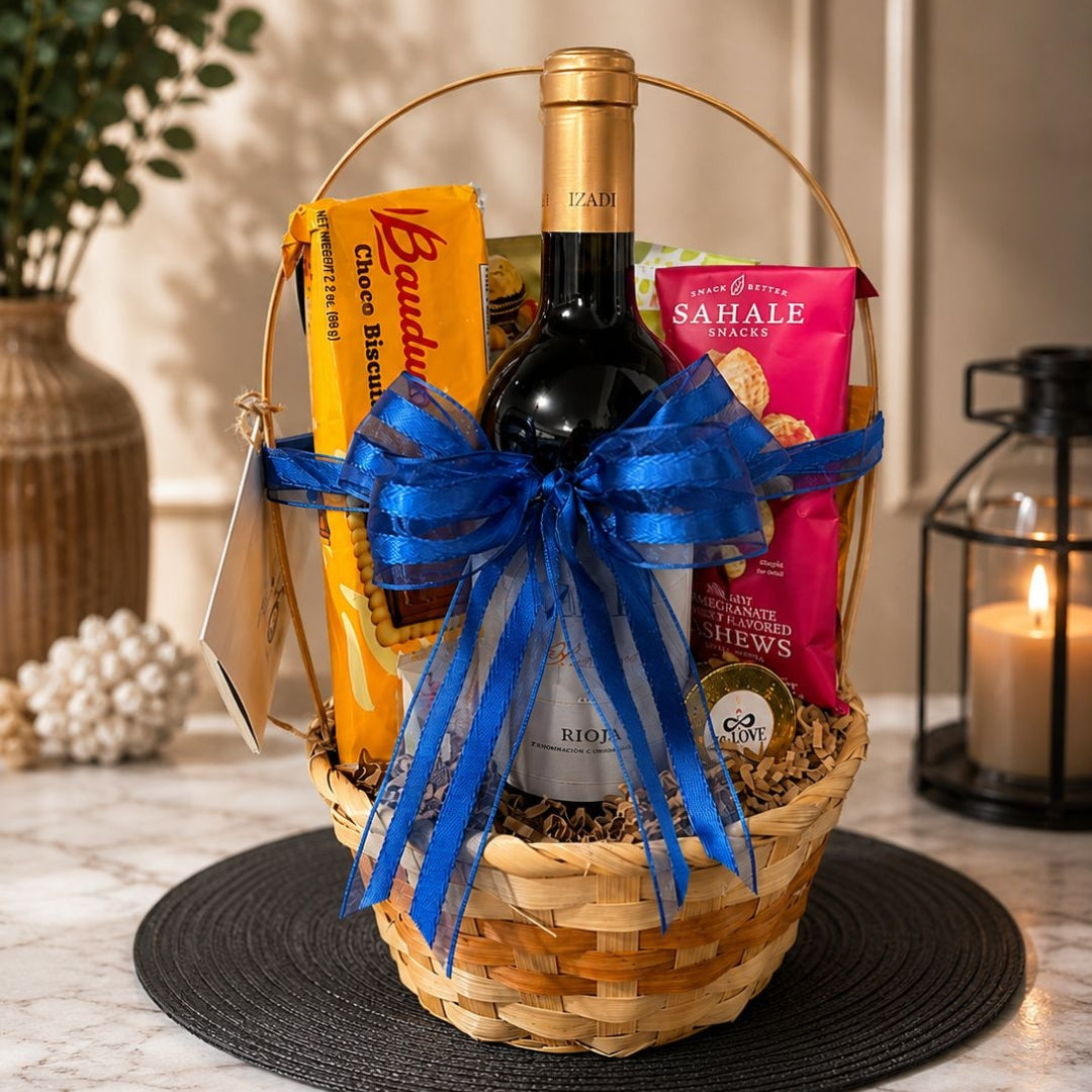 Velvet Indulgence – Wine & Gourmet Delight Basket