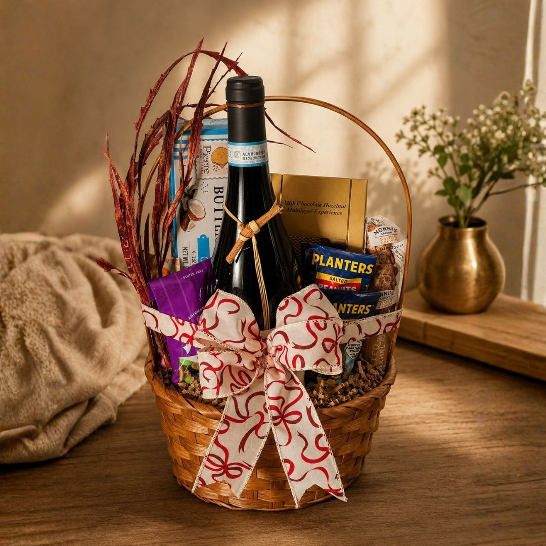 Velvet Indulgence – Canasta con Vino y Delicias Gourmet