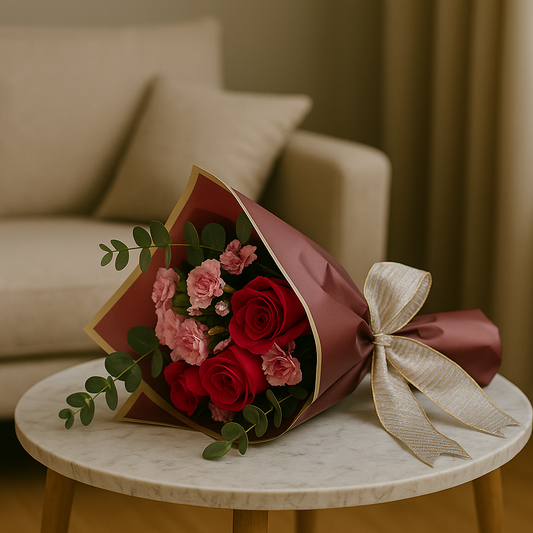 Zulove Classic – Ramo de rosas rojas y claveles