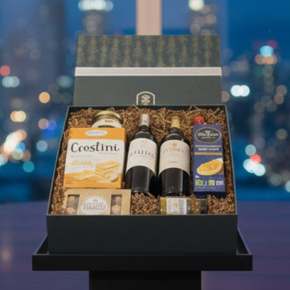 caja gourmet vinos galletas chocolates pesto aceitunas zulove puerto rico elegante