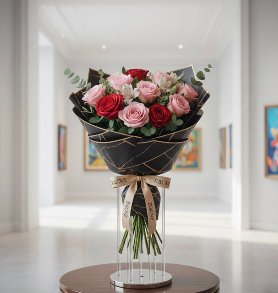 Zulove Charm 1 – Ramo de Rosas Rojas, Rosadas y Alstroemerias Blancas
