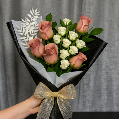Zulove Eternal Blush – Pink & White Roses Bouquet