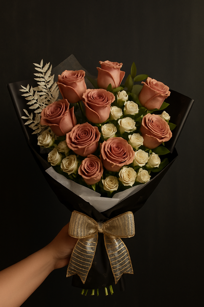 Zulove Eternal Blush – Pink & White Roses Bouquet