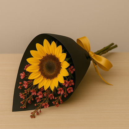 Zulover Sunflower I – Girasol con Follaje y Envoltura Elegante