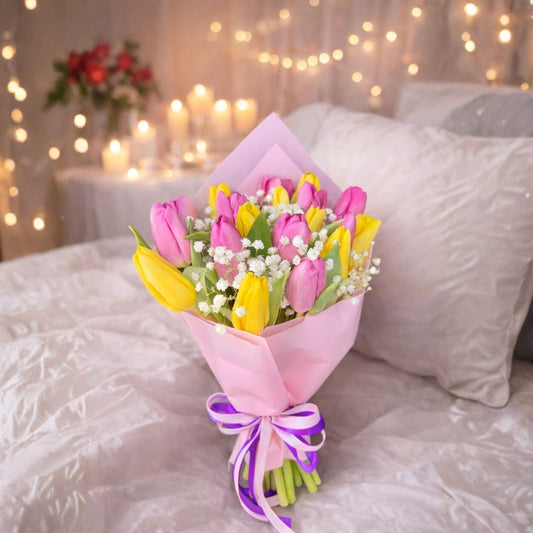 Tulipanes Zulove 4 – Ramo de tulipanes con toque blanco