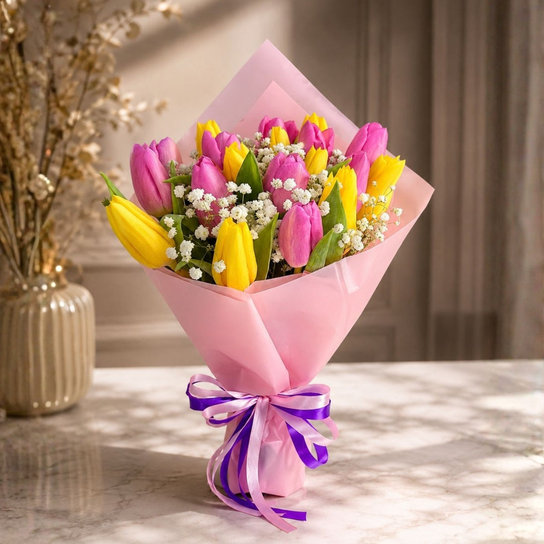 Zulove Tulips 4 – Tulip Bouquet with White Accent Touch