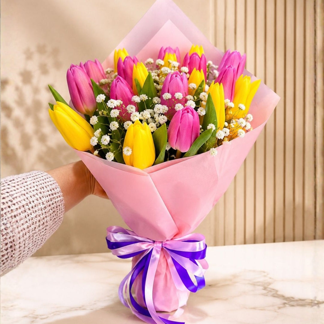 Zulove Tulips 4 – Tulip Bouquet with White Accent Touch