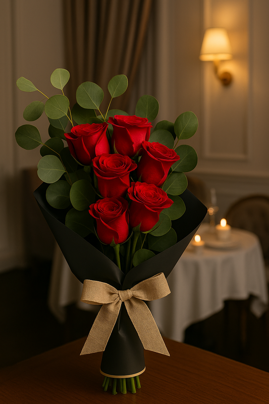 Zulover Eternal Flame – Classic Roses and Eucalytus Bouquet