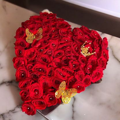 heart shape roses crown butterfly puerto rico luxury arrangement