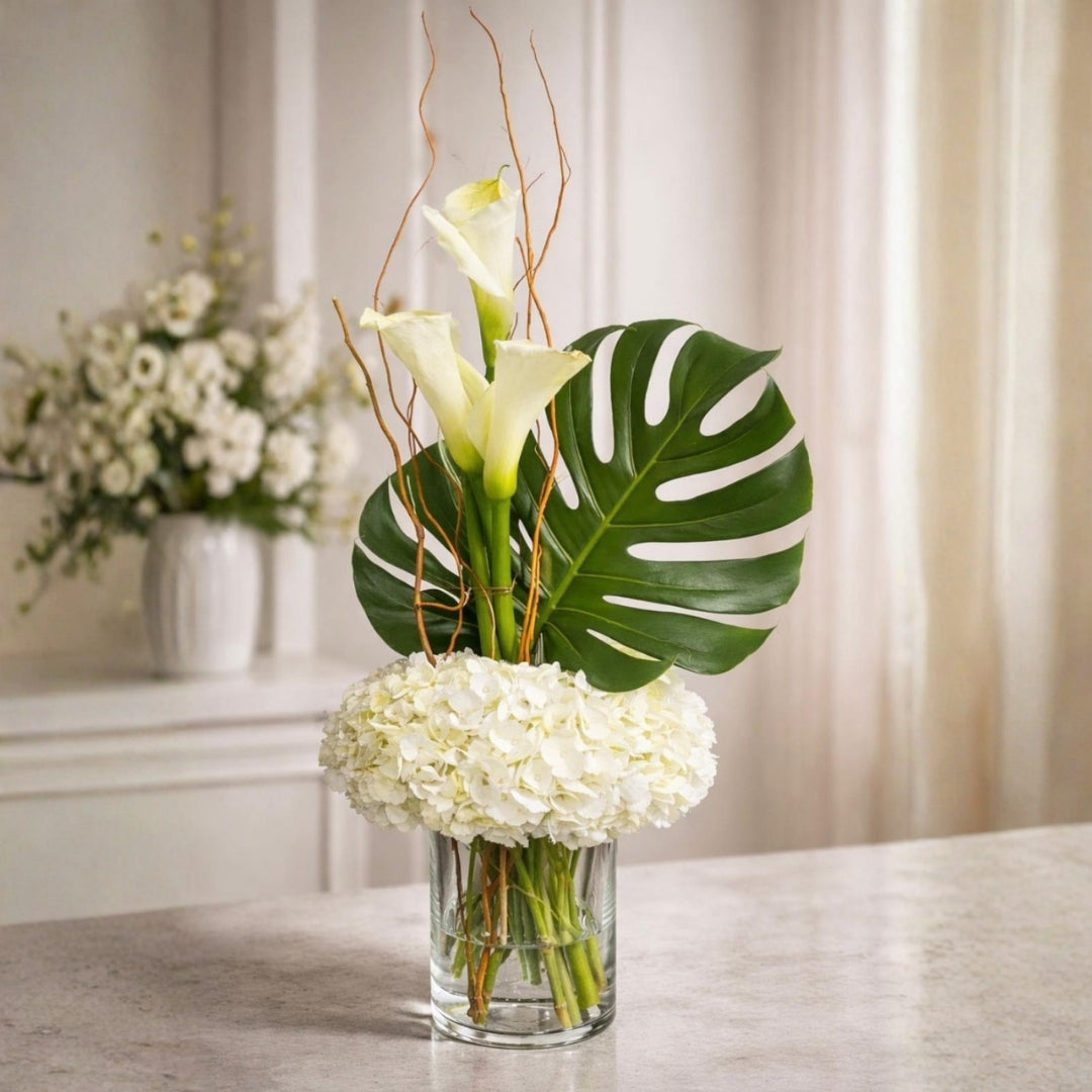 modern floral arrangement calla lily monstera zulove puerto rico elegant
