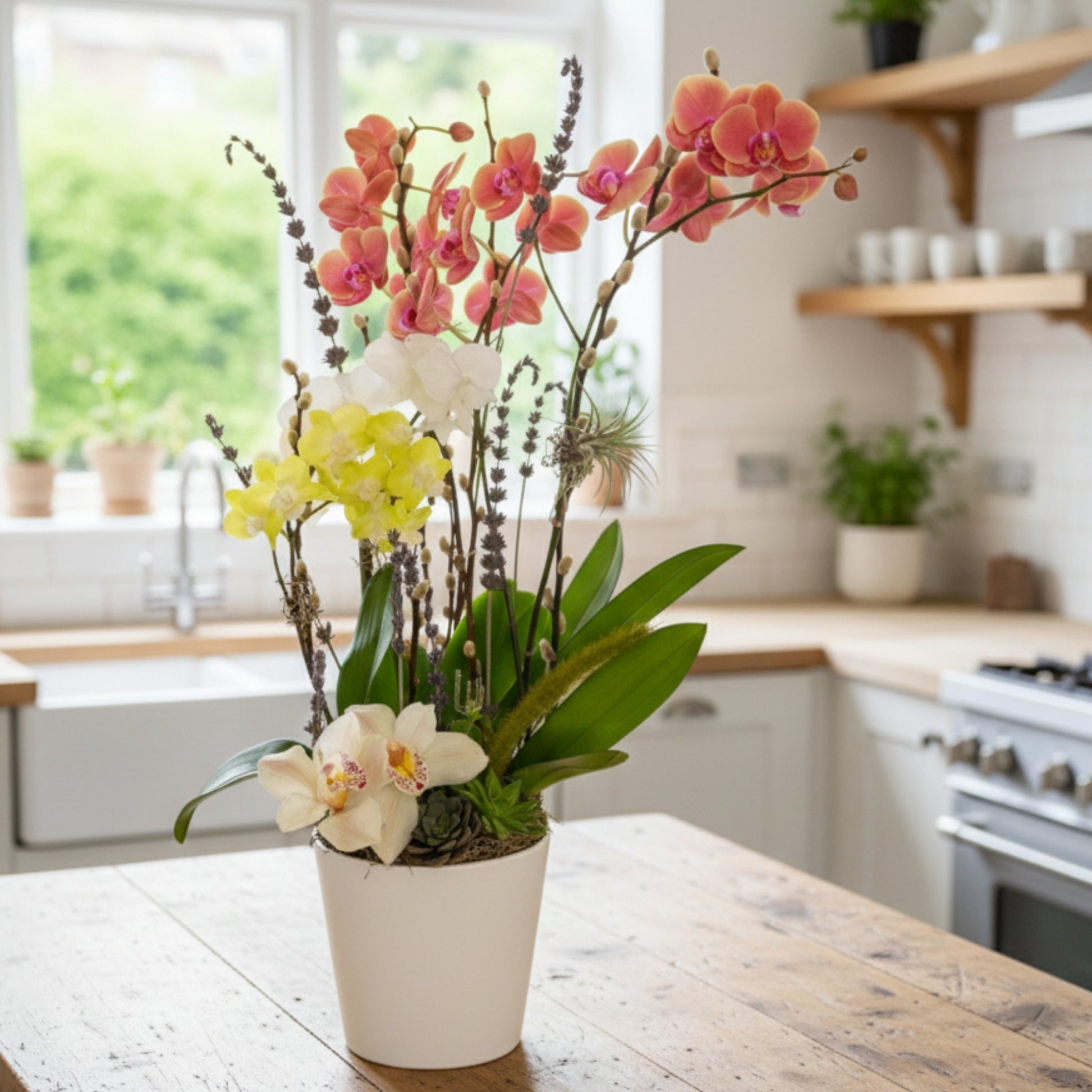 orchid arrangement white base phalaenopsis cymbidium puerto rico elegant