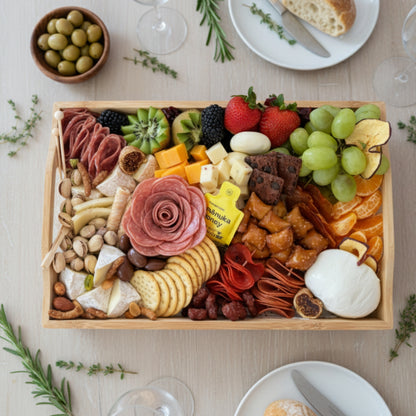 bandeja charcuteria rectangular frutas quesos carnes zulove puerto rico elegante