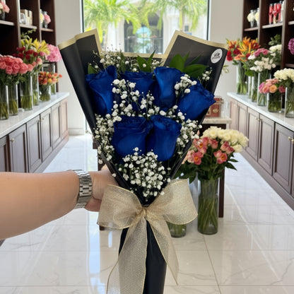 rose bouquet black wrap baby breath puerto rico elegant