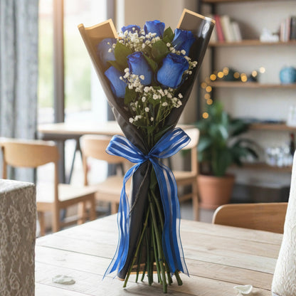 rose bouquet black wrap baby breath puerto rico elegant