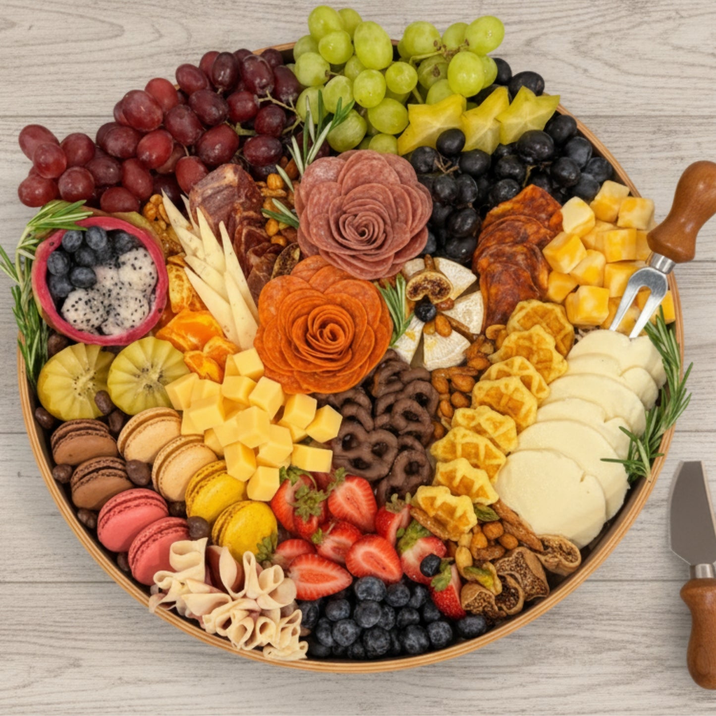 bandeja charcuteria redonda frutas quesos carnes zulove puerto rico elegante