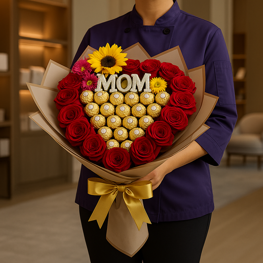 “Mom” Bouquet with Roses & Ferrero Rocher – Special Edition