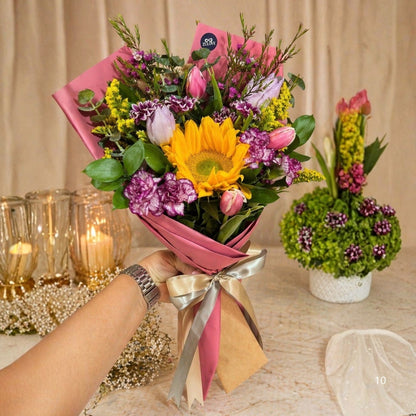 sunflower seasonal bouquet tulips mixed flowers zulove puerto rico

