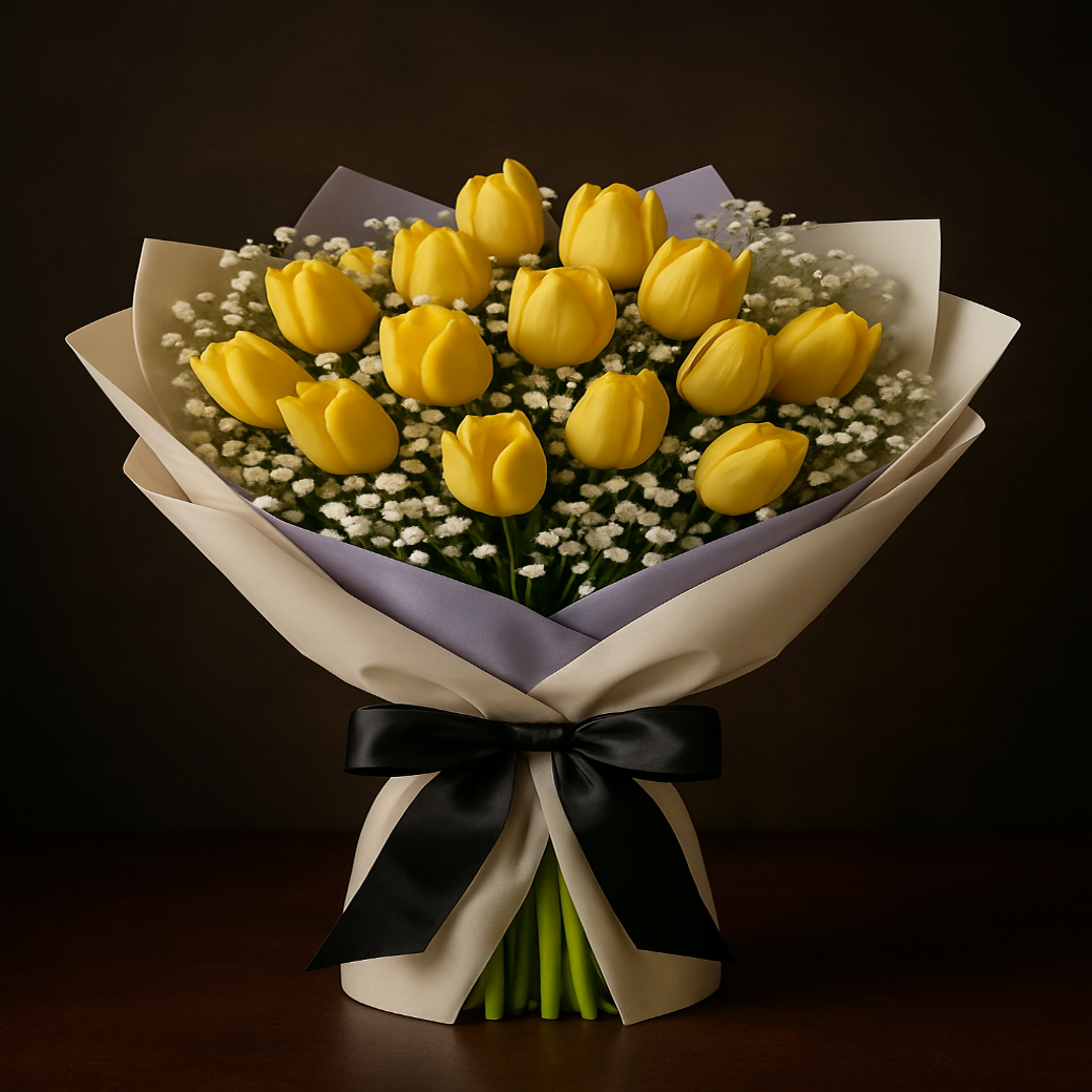 tulip bouquet baby breath puerto rico elegant