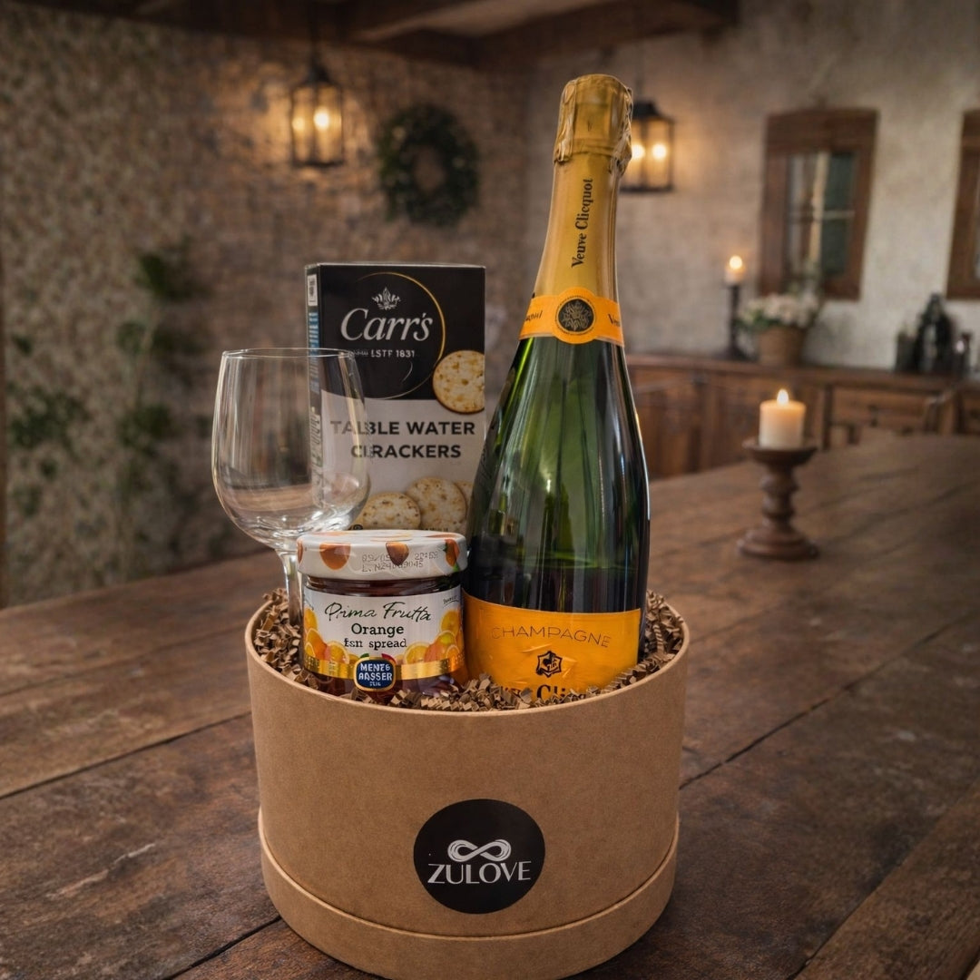 veuve clicquot champagne gift box glass crackers fruit spread zulove puerto rico