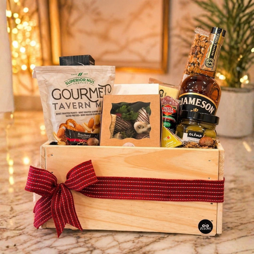 caja whisky jameson snacks queso zulove puerto rico elegante