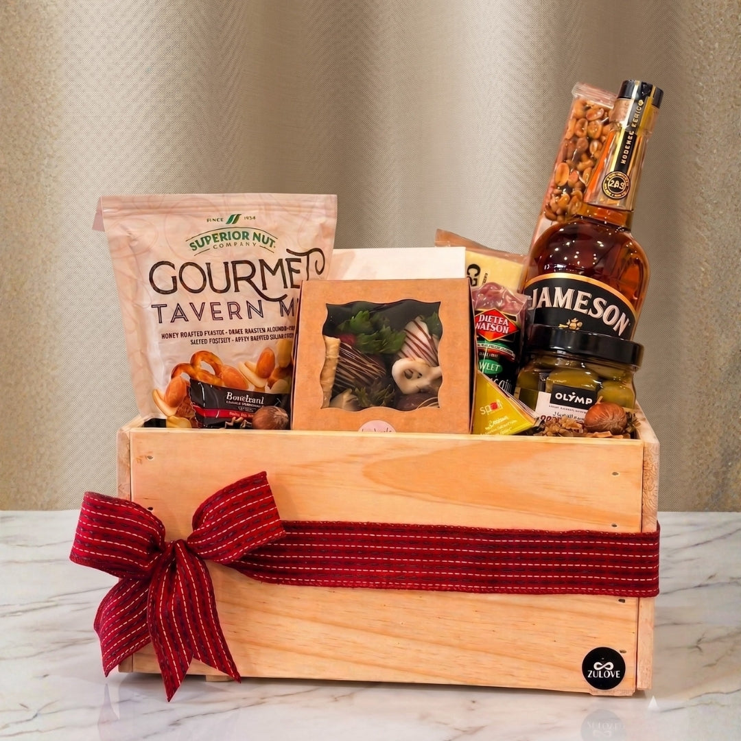 caja whisky jameson snacks queso zulove puerto rico elegante