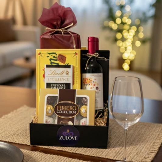 caja vino chocolates surtidos zulove puerto rico regalo elegante