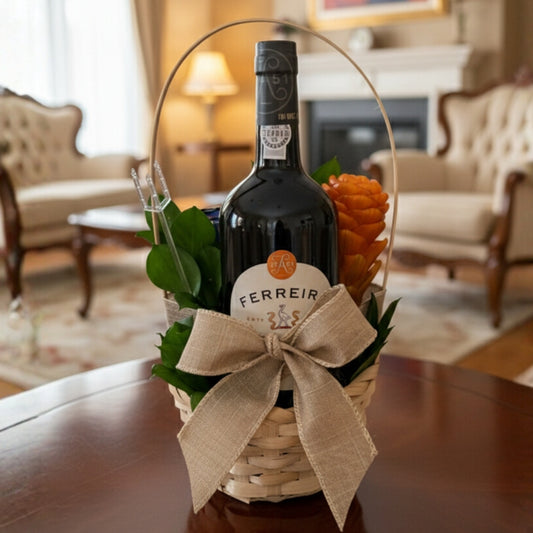 canasta vino cafe detalle floral tropical zulove puerto rico regalo