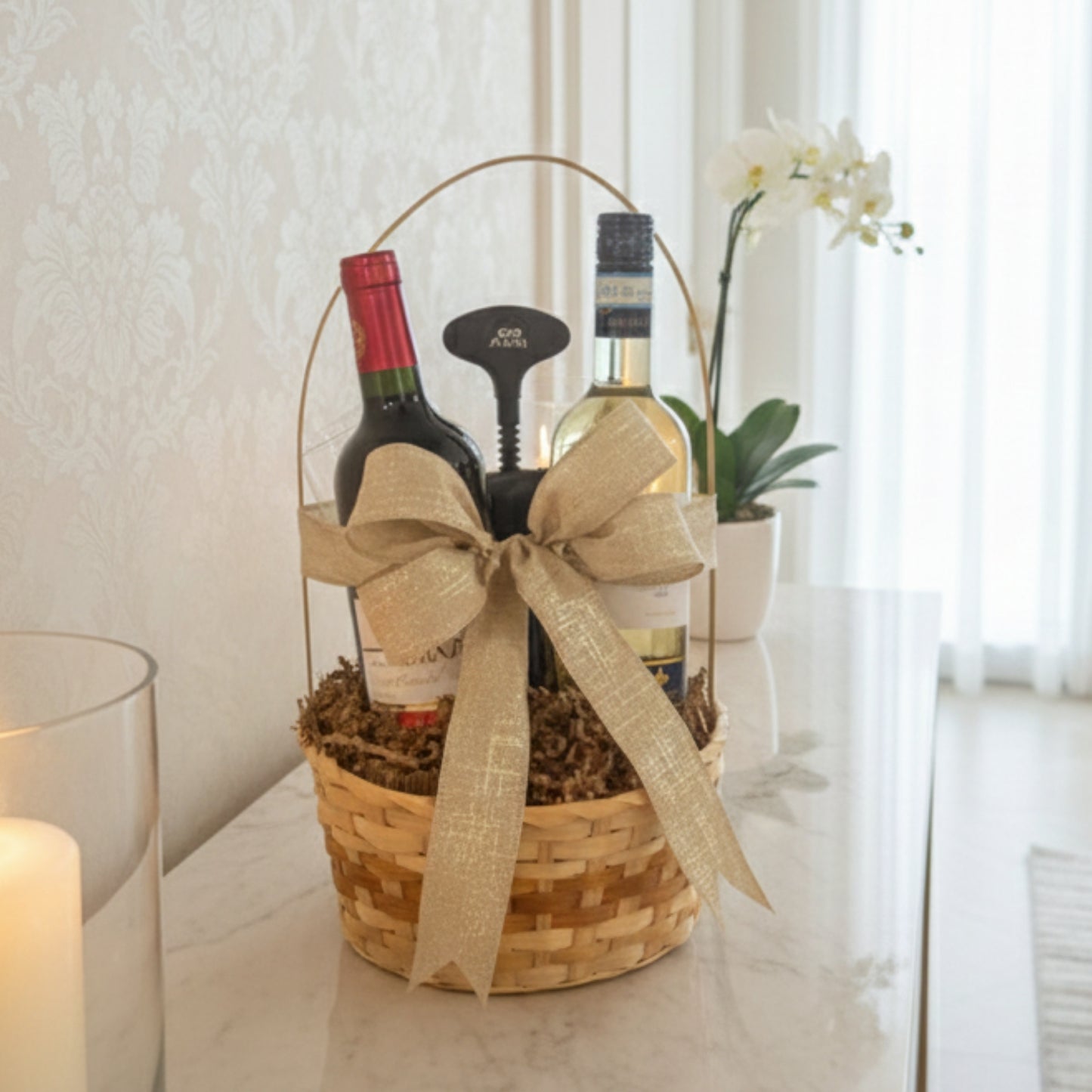 canasta vino copas abre corchos puerto rico elegante