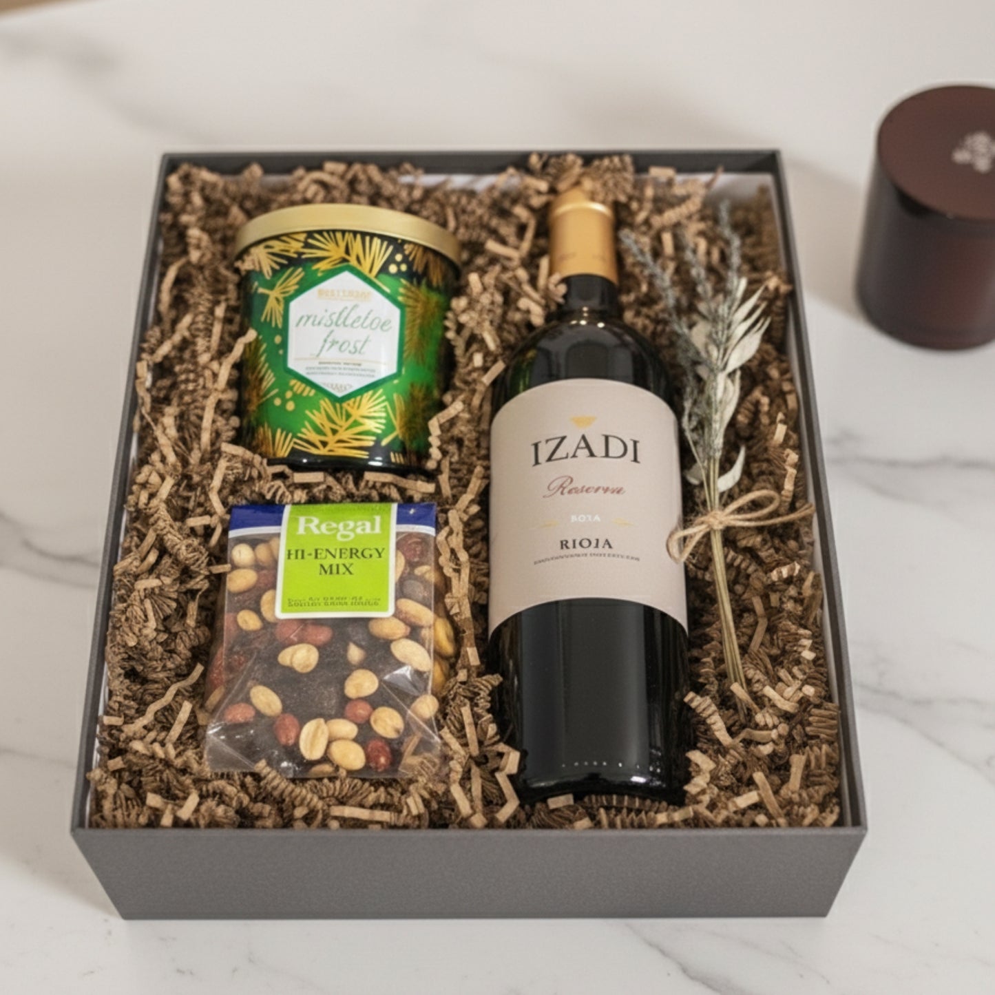 caja vino nueces vela puerto rico elegante