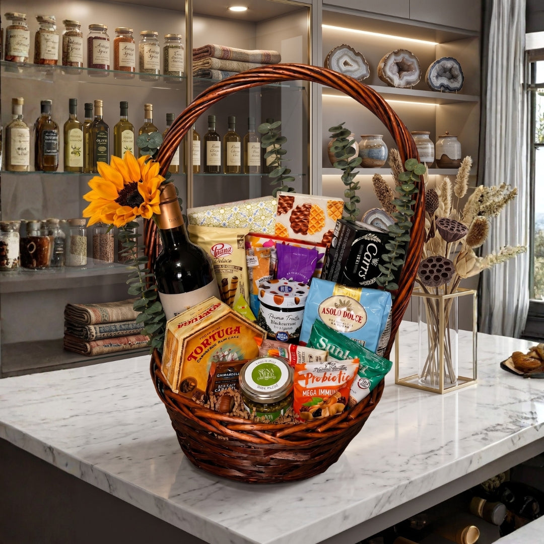 canasta vino snacks salados biscotti pesto zulove puerto rico elegante